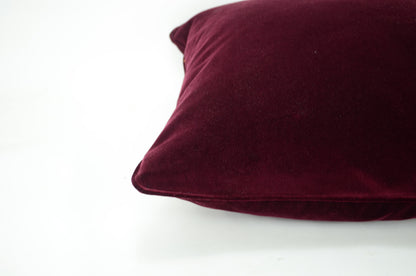 Burgundy Velvet Cushion - Soft Wine Red Velvet Pillow Case With Concealed Zipper