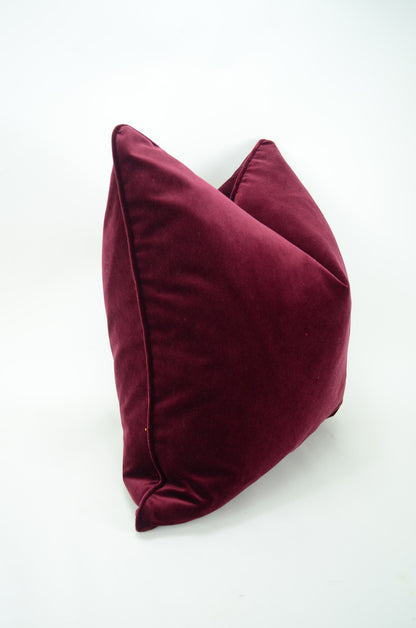 Burgundy Velvet Cushion - Soft Wine Red Velvet Pillow Case With Concealed Zipper