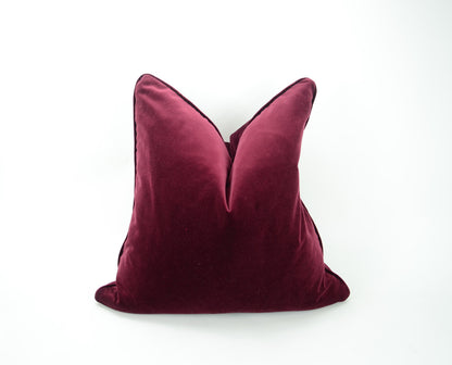 Burgundy Velvet Cushion - Soft Wine Red Velvet Pillow Case With Concealed Zipper