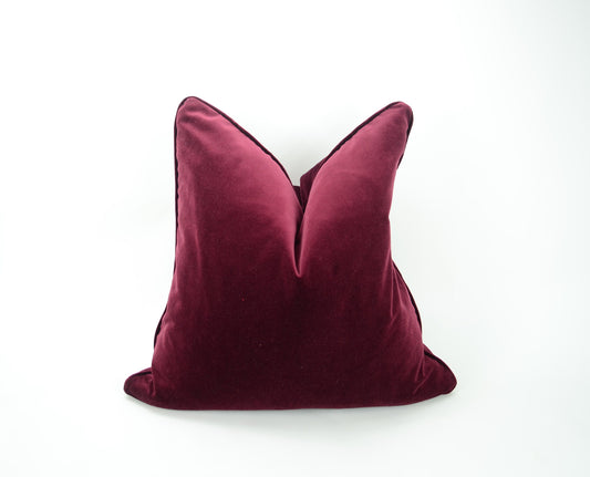 Burgundy Velvet Cushion - Soft Wine Red Velvet Pillow Case With Concealed Zipper