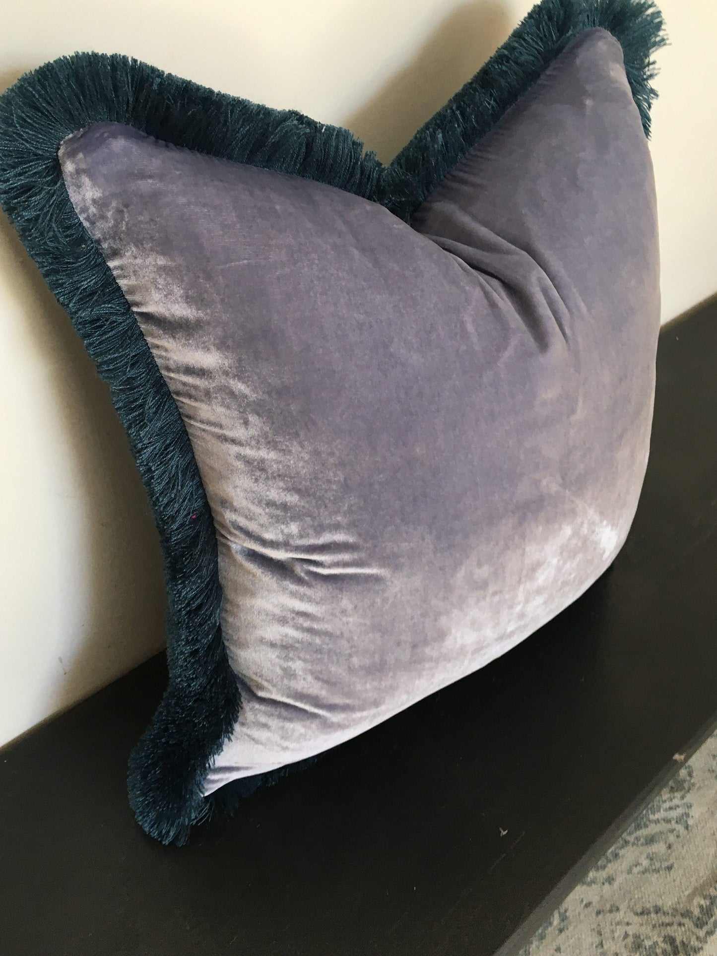 blue silk velvet pillow