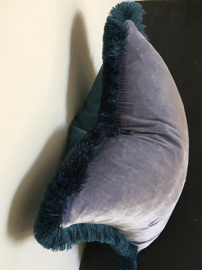 blue silk velvet pillow
