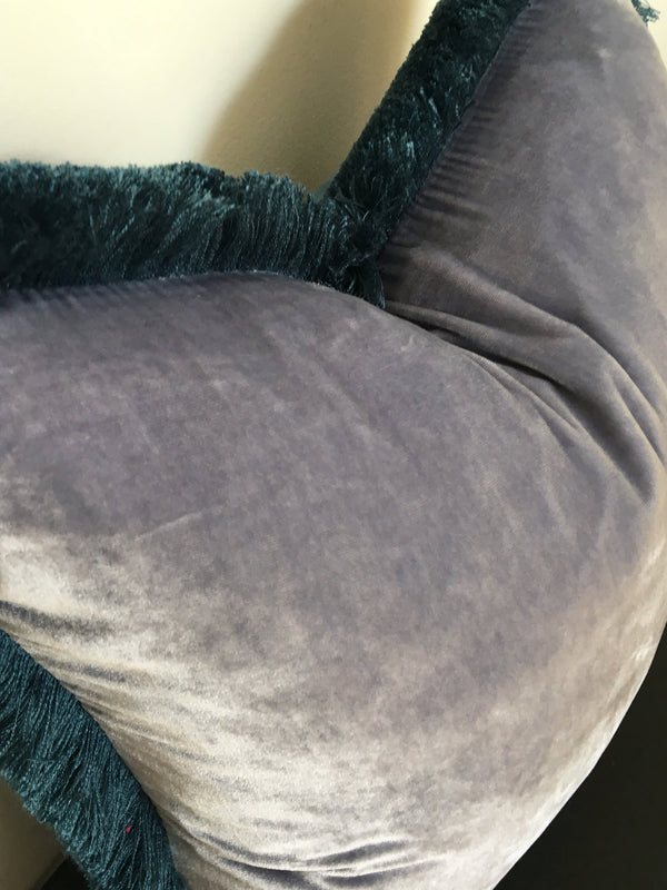 blue silk velvet pillow