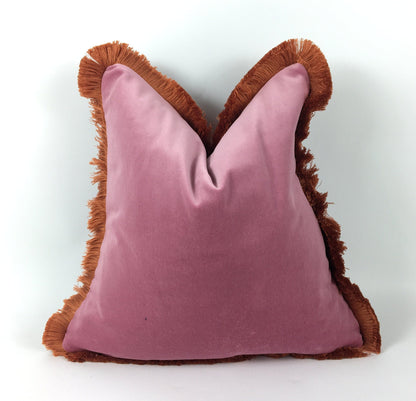 Rose Pink Velvet Throw Pillow - Pink Velvet Cushion Cover