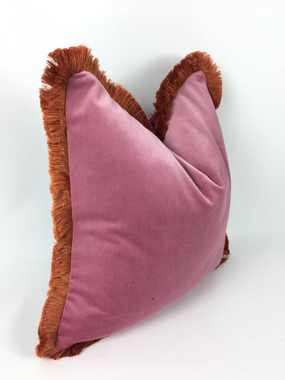 Rose Pink Velvet Throw Pillow - Pink Velvet Cushion Cover