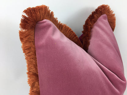 Rose Pink Velvet Throw Pillow - Pink Velvet Cushion Cover