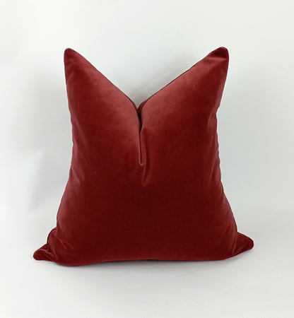 Rusty Red Velvet Pillow | Heavy Weight Velvet Cushion – Soft Burnt Red Decorative Throw