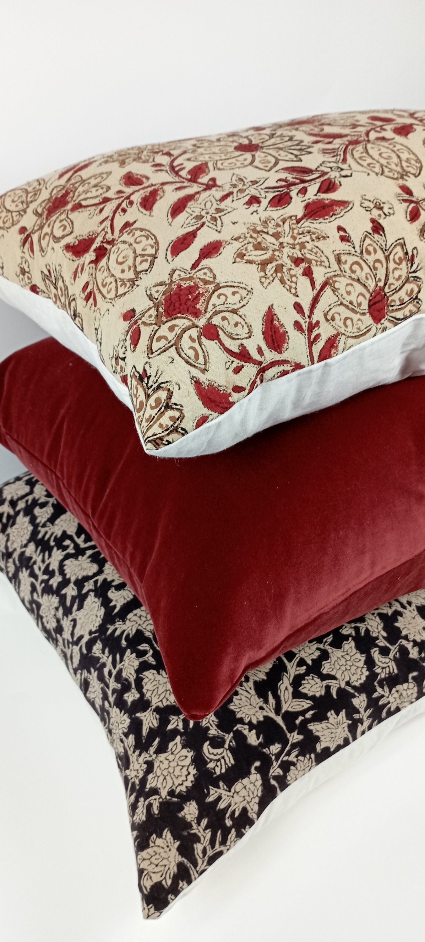 Rusty Red Velvet Pillow | Heavy Weight Velvet Cushion – Soft Burnt Red Decorative Throw