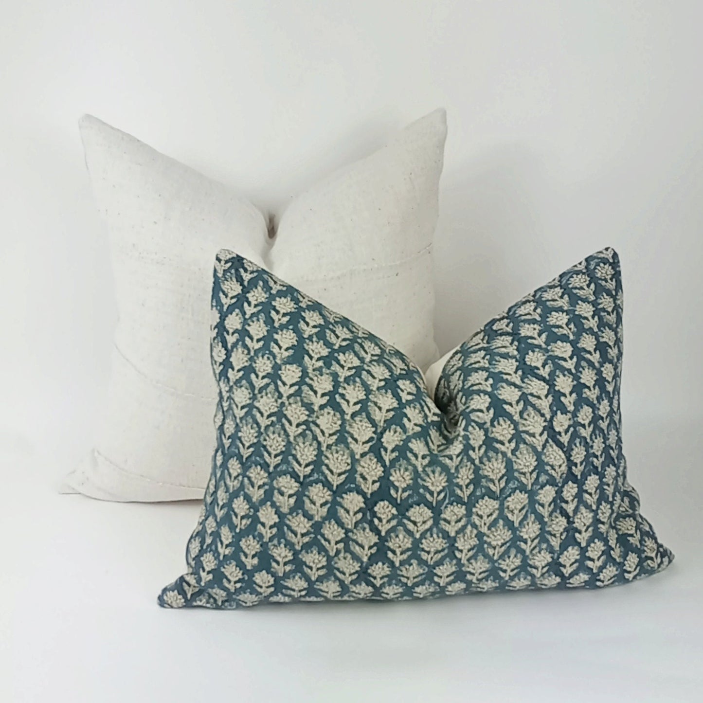 White mudcloth pillow, white mudcloth cushion