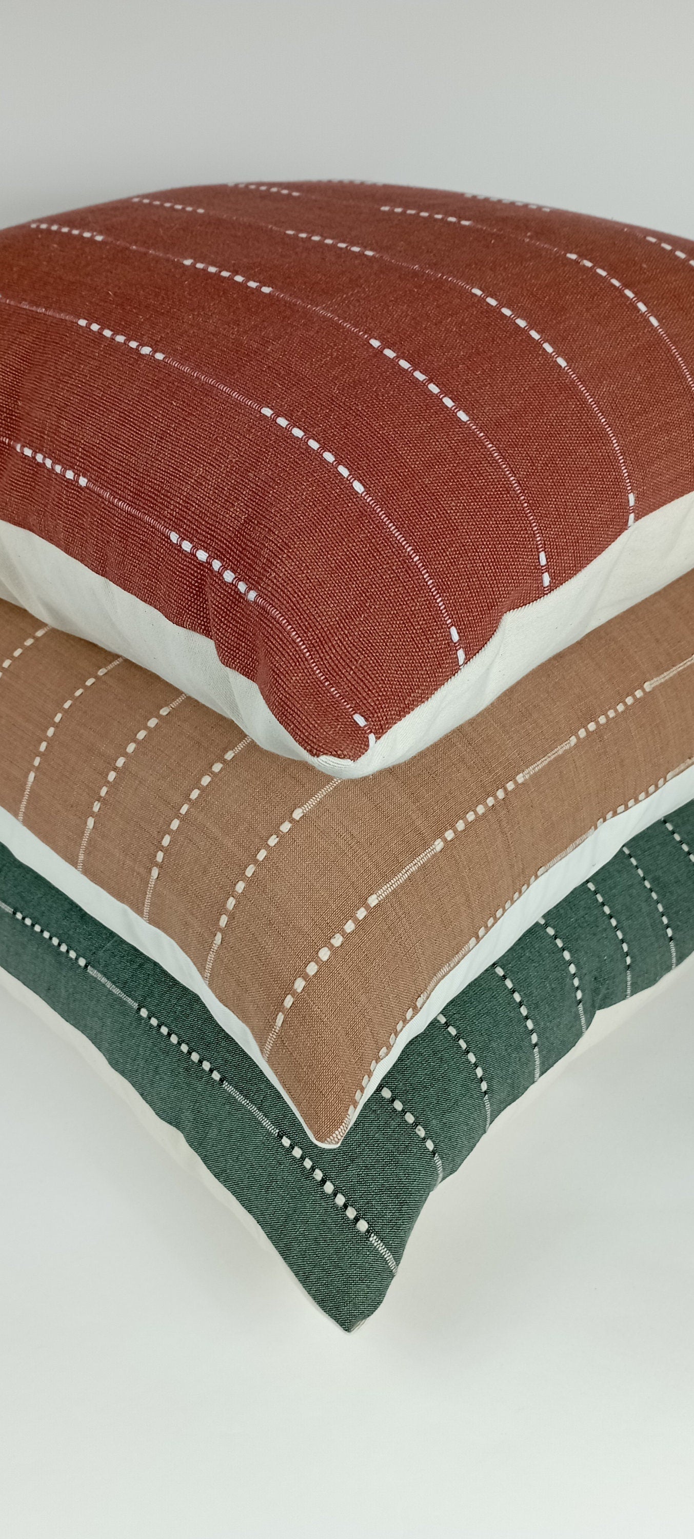 Hmong pillow, green woven pillow, green striped pillow, green neutral pillow