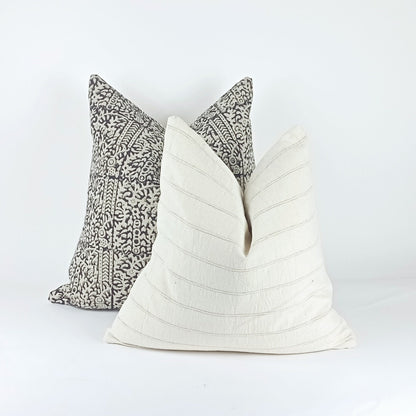 Block Print Pillow – Black Block Printed Cushion With Linen Fabric & Cotton Backing