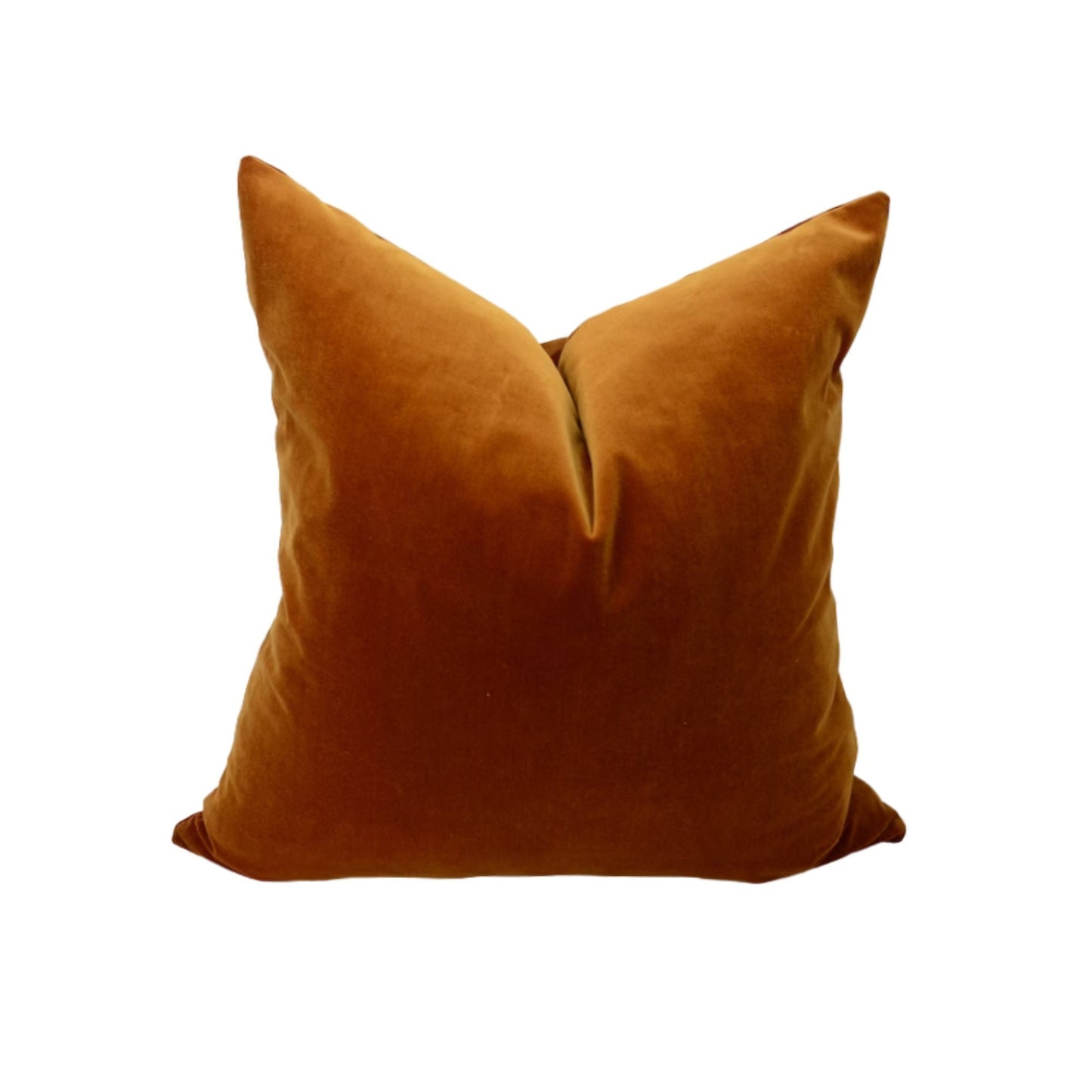 Copper Lumbar Pillow - Rust Velvet Cushion , Cotton Velvet