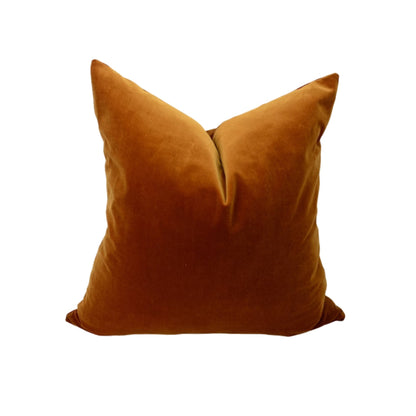 Copper Lumbar Pillow - Rust Velvet Cushion , Cotton Velvet
