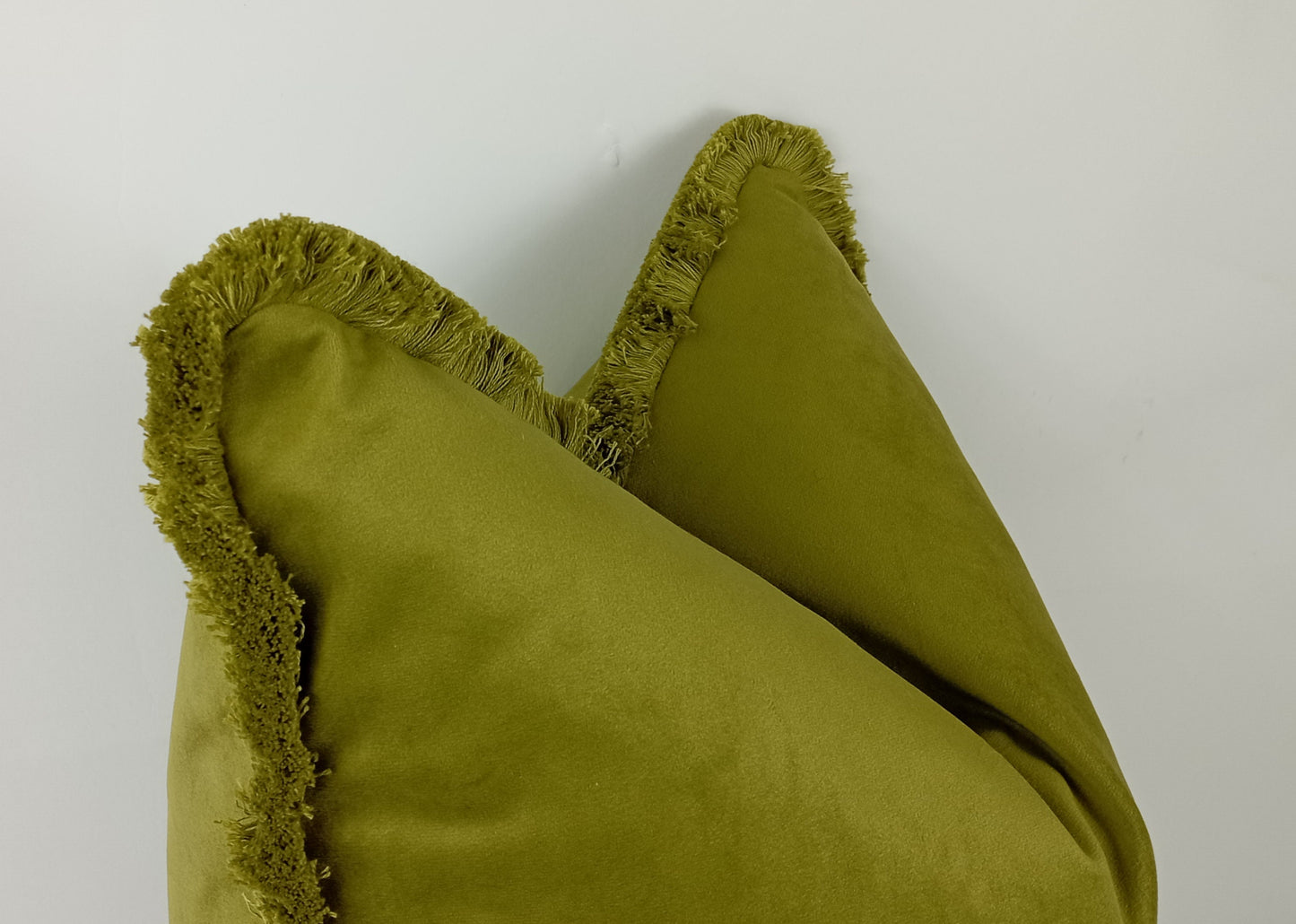 Green Velvet Fringe Cushion – Chartreuse Velvet Pillow