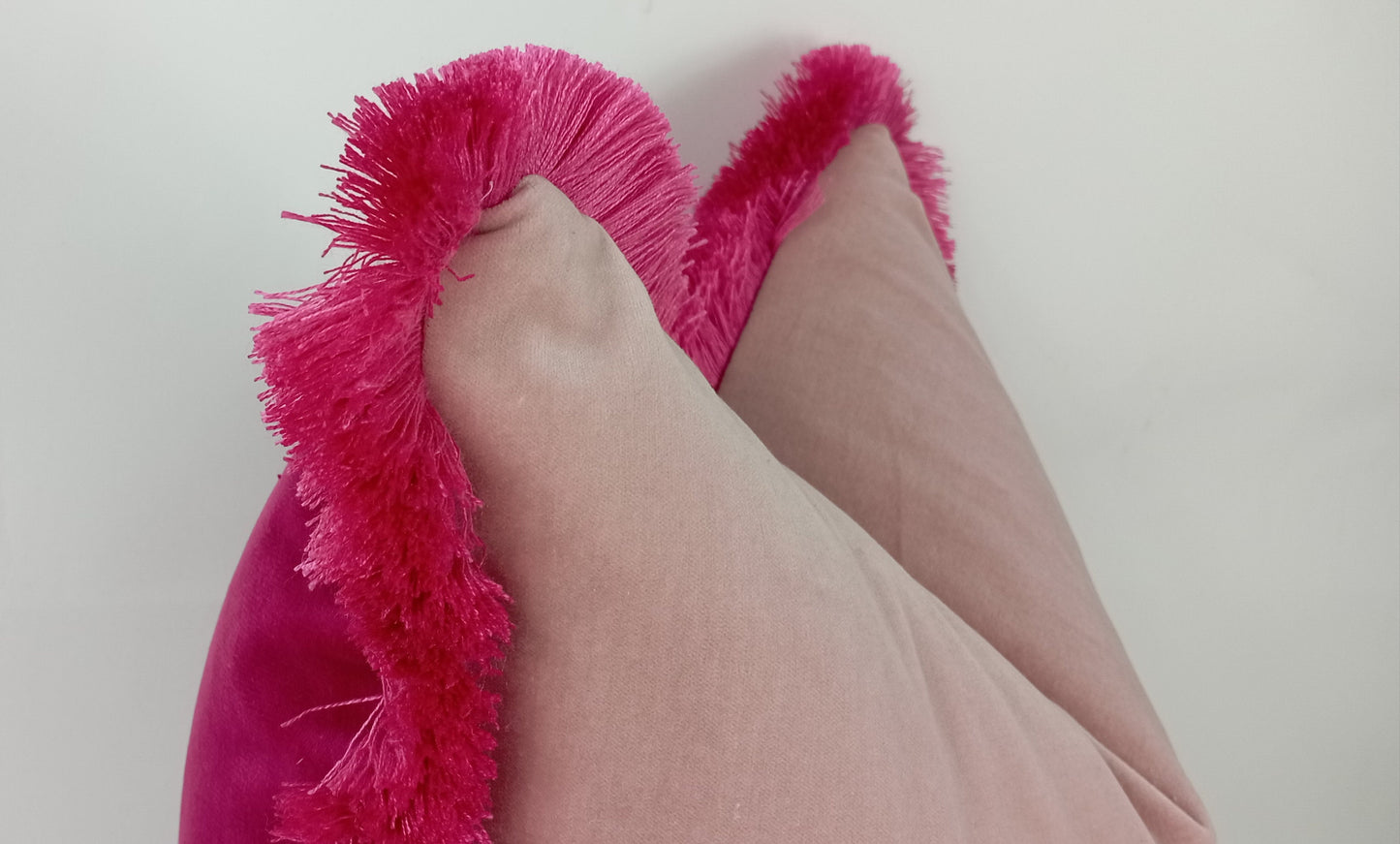 Hot Pink Velvet Throw Pillow - Pink Velvet Fringe Cushion