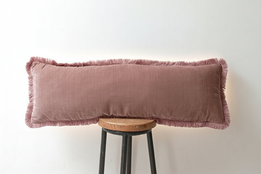 Long Lumbar Pillow - Long Lumbar Velvet Cushion - Pink Velvet Long Lumbar
