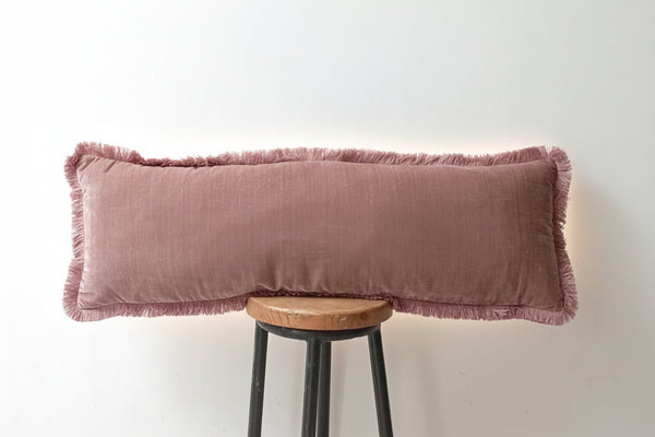 Long Lumbar Pillow - Long Lumbar Velvet Cushion - Pink Velvet Long Lumbar