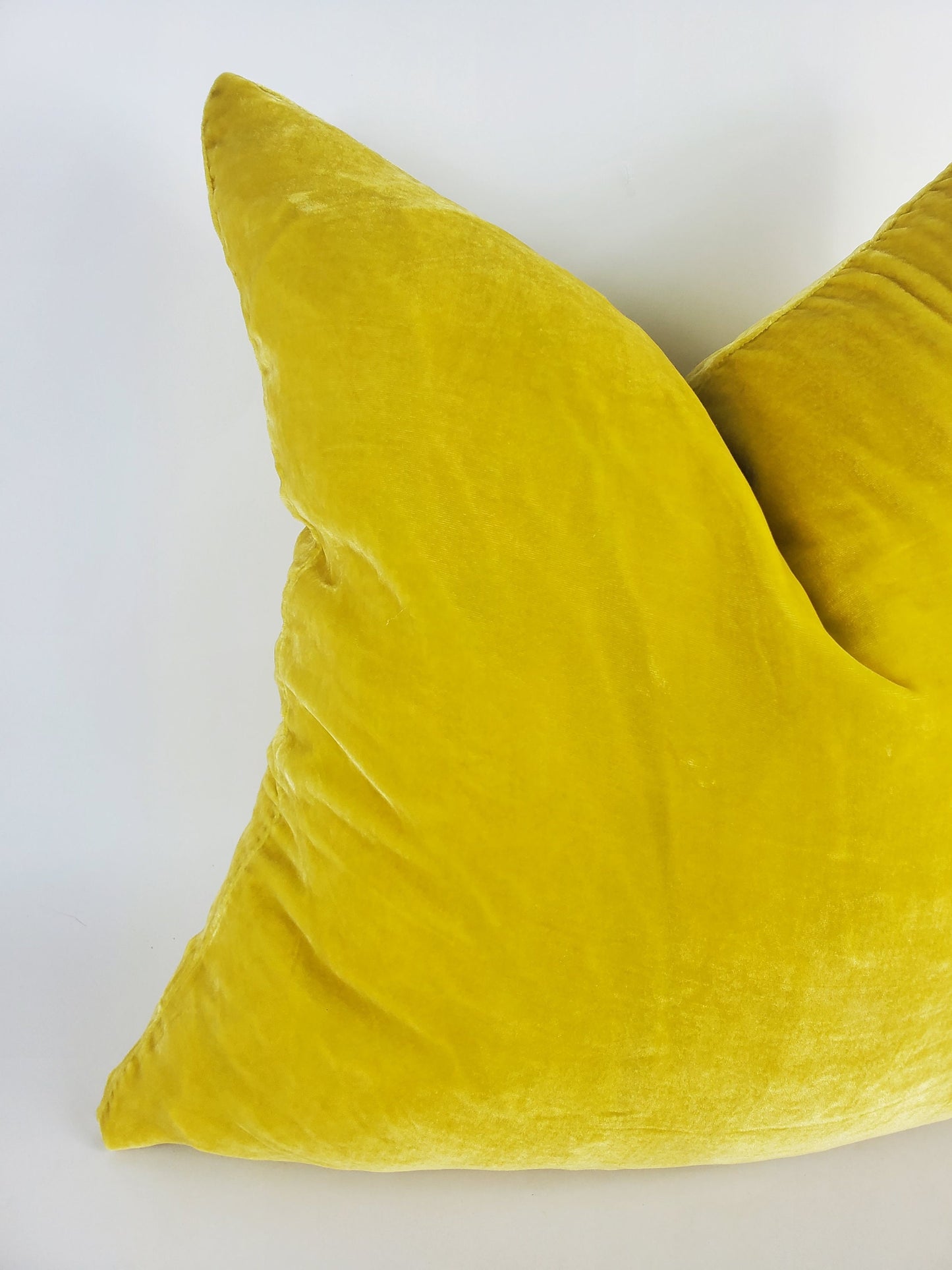 Yellow Silk Velvet Pillow - Silk Velvet Fringe Cushion