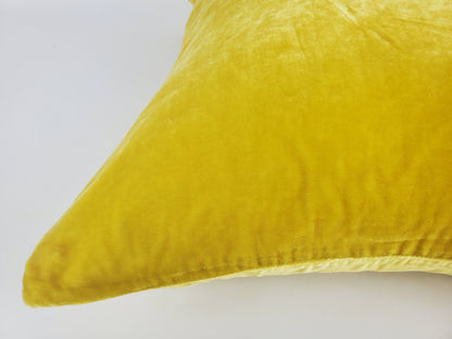 Yellow Silk Velvet Pillow - Silk Velvet Fringe Cushion