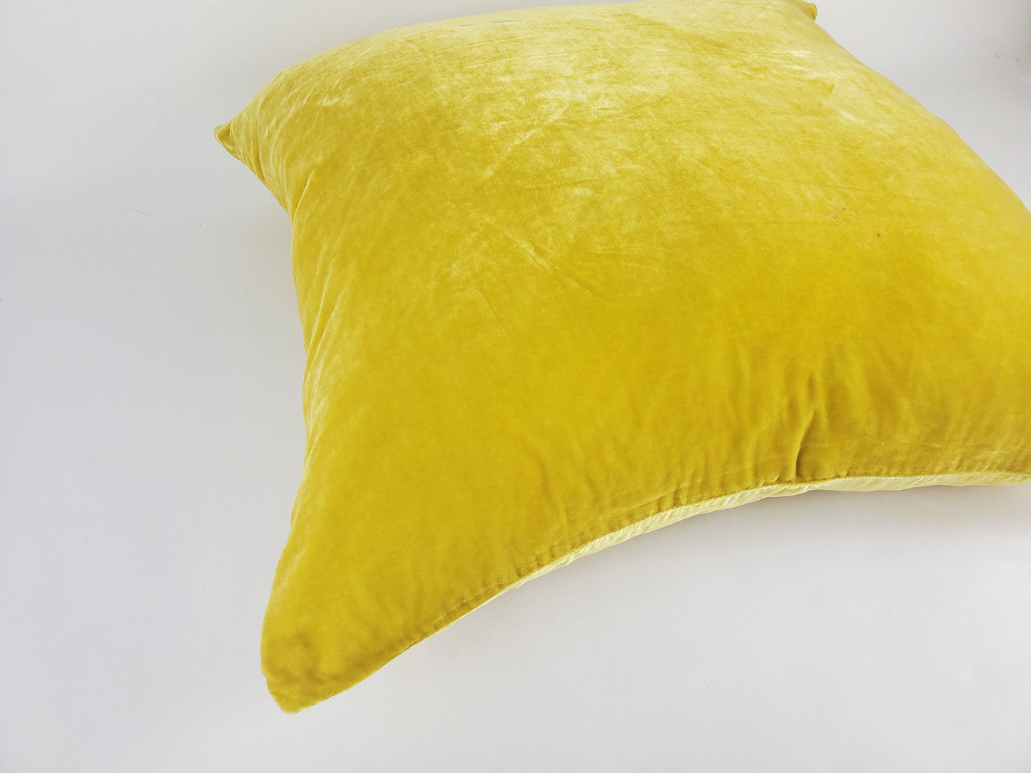 Yellow Silk Velvet Pillow - Silk Velvet Fringe Cushion