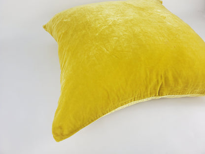 Yellow Silk Velvet Pillow - Silk Velvet Fringe Cushion