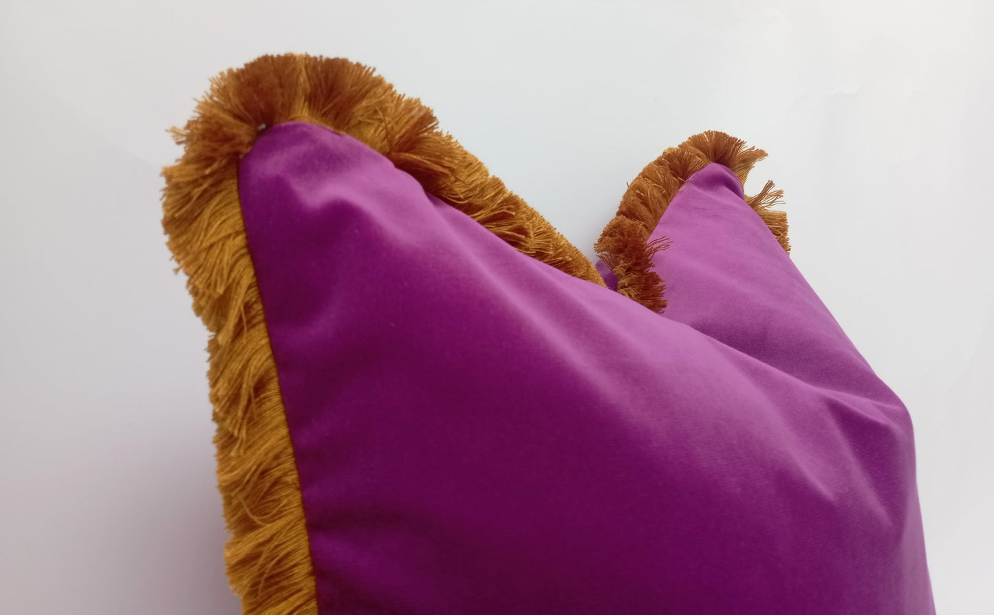 Purple Velvet Fringe Pillow - Mustard Fringe Cushion Cover |