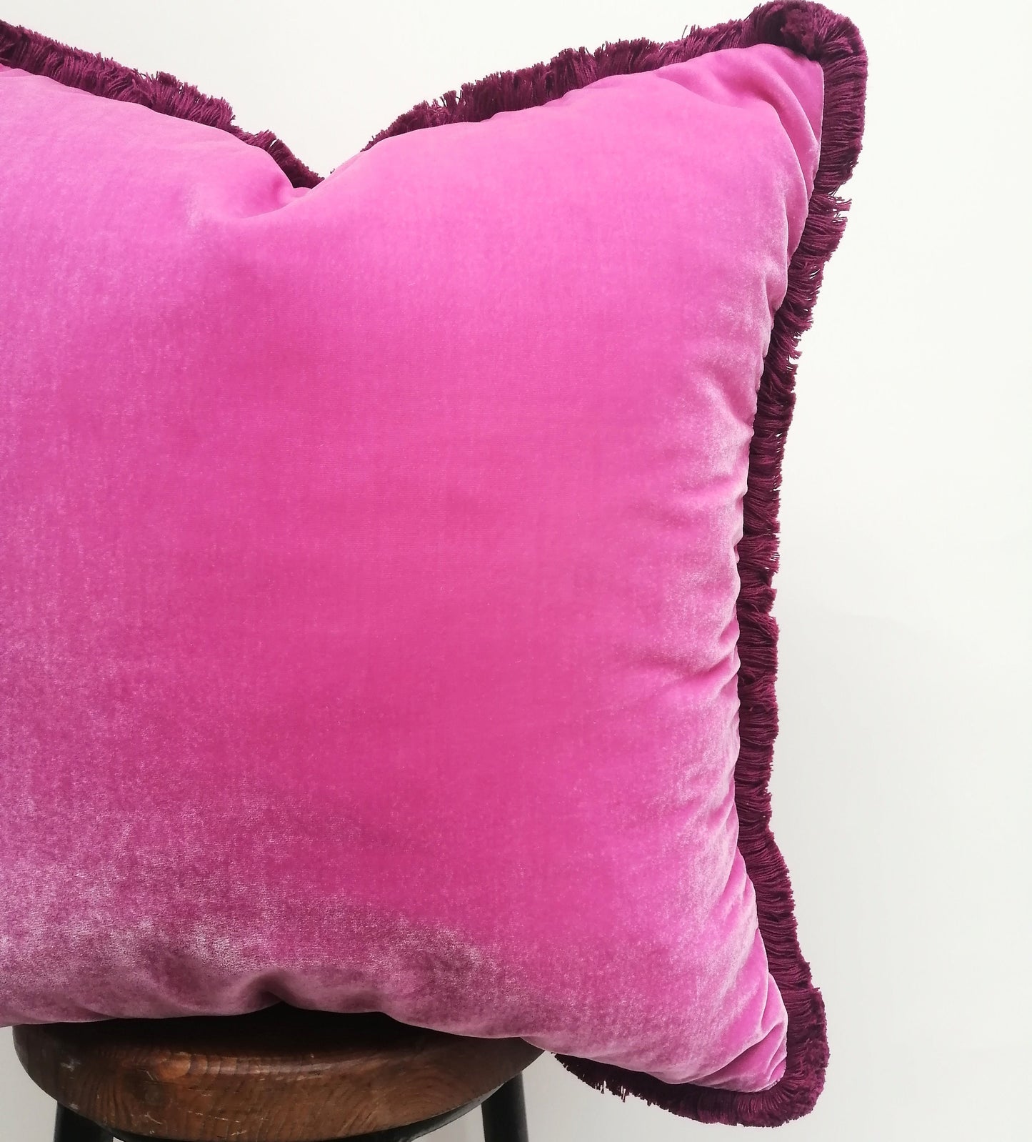 Barbie pink silk velvet pillow, silk velvet cushion, pink and purple velvet pillow