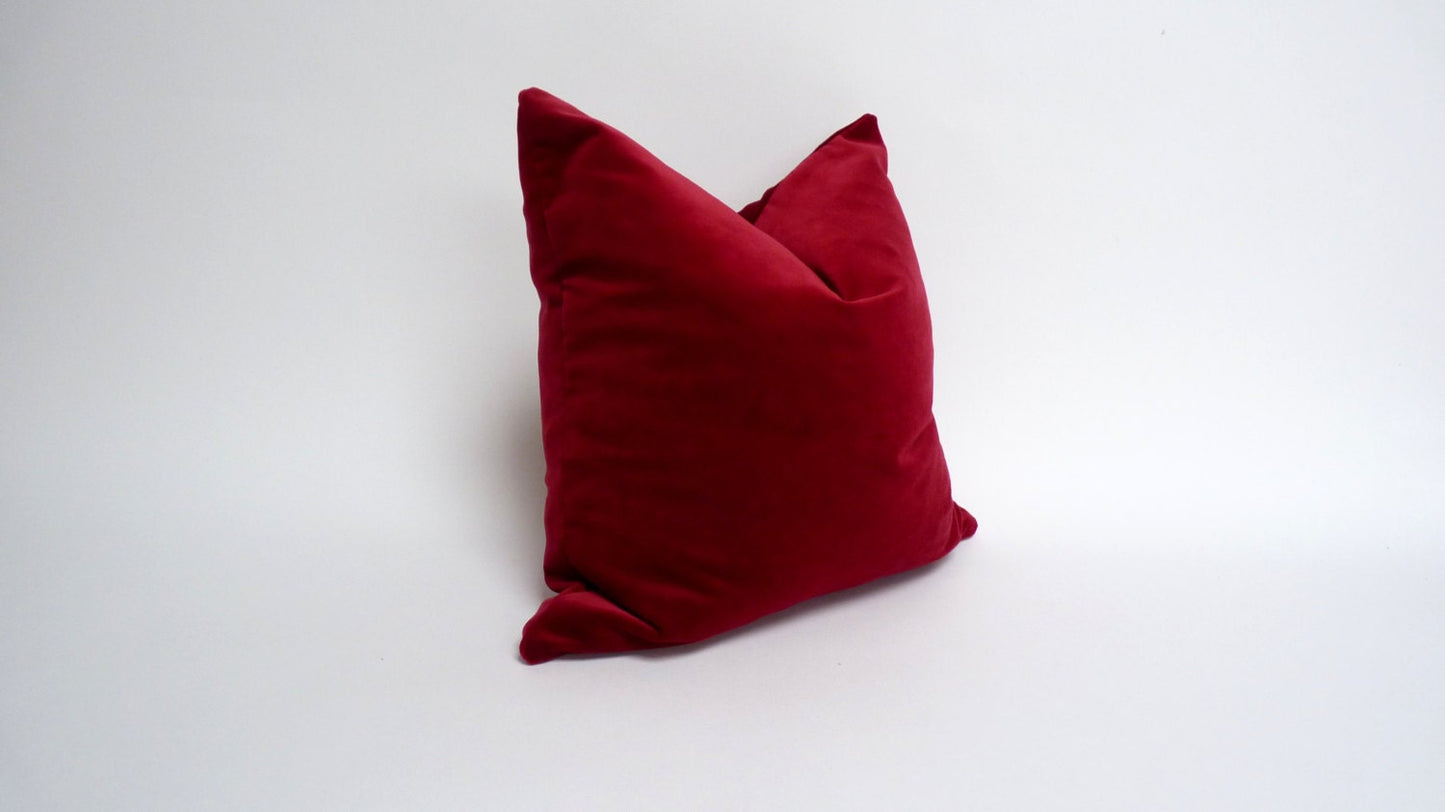 Red Velvet Pillow – Luxury Velvet Cushion Cover, Deep Red Throw Pillow Case