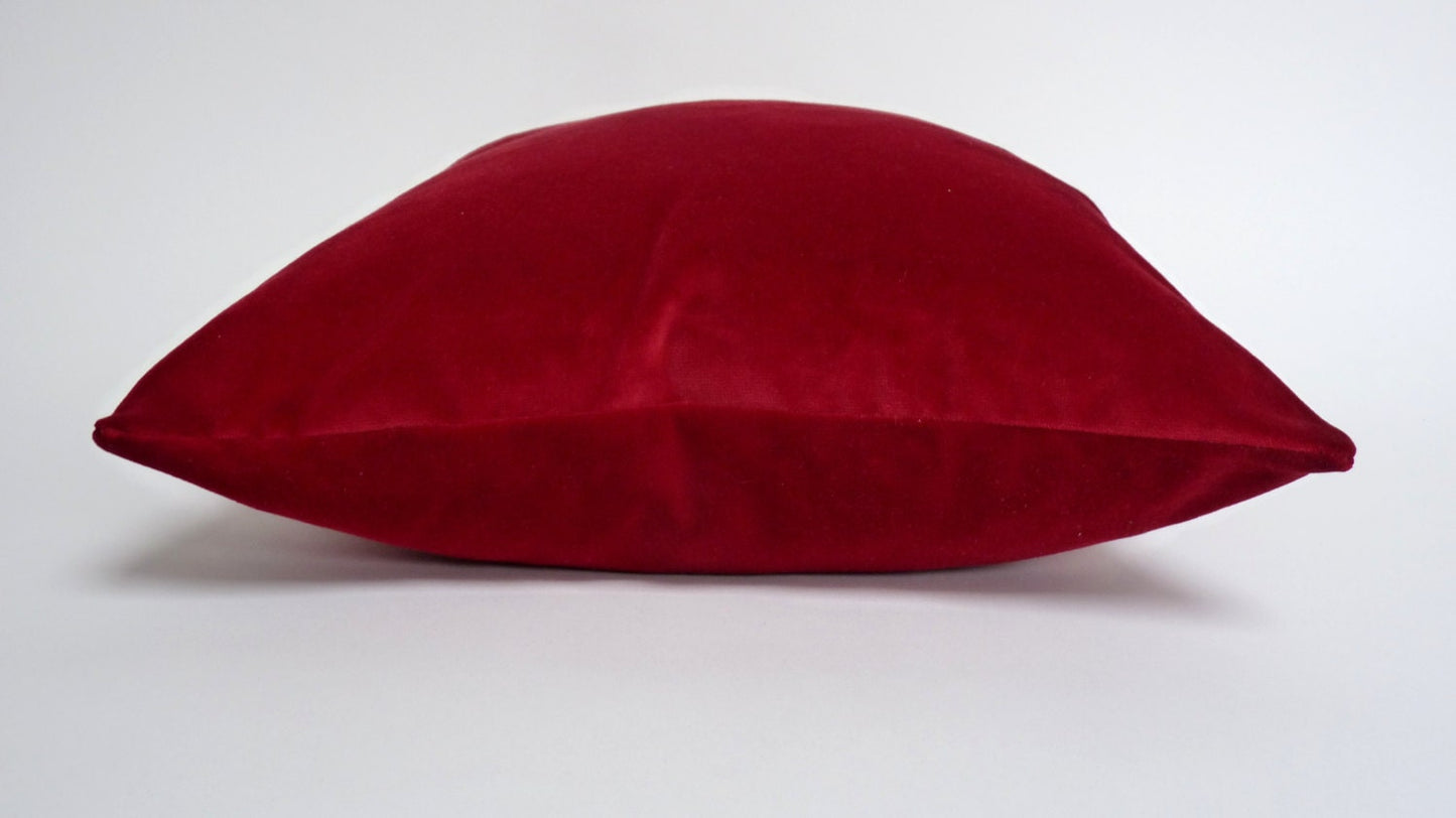 Red Velvet Pillow – Luxury Velvet Cushion Cover, Deep Red Throw Pillow Case