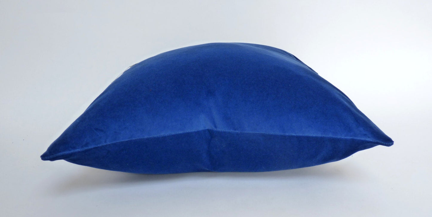 Royal Blue Velvet Pillow - Luxury Blue Velvet Cushion Cover With Concealed Zipper