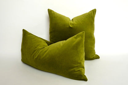 Olive Green Velvet Pillow | Heavy Weight Cotton Velvet Cushion Cover -