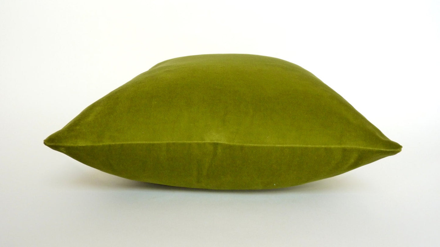 Olive Green Velvet Pillow | Heavy Weight Cotton Velvet Cushion Cover -