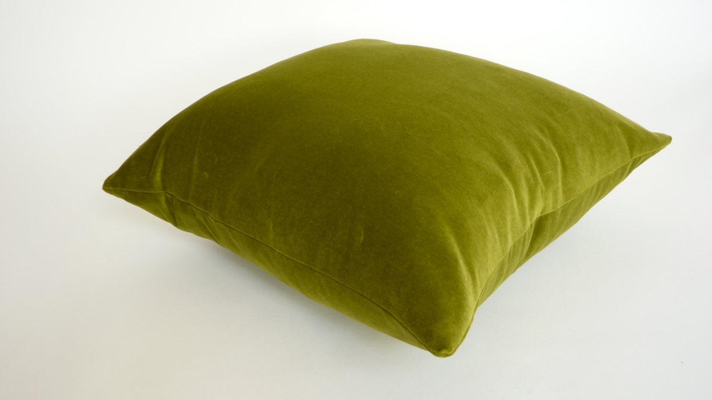 Olive Green Velvet Pillow | Heavy Weight Cotton Velvet Cushion Cover -