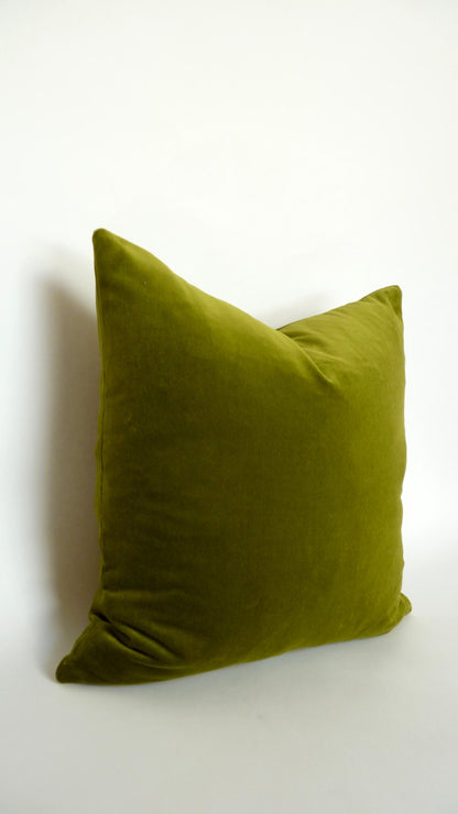 Olive Green Velvet Pillow | Heavy Weight Cotton Velvet Cushion Cover -
