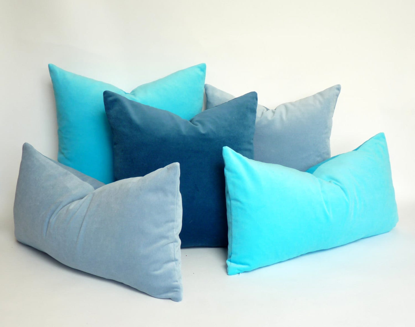 Blue Velvet Pillow Case - Luxury Slate Blue Cushion Cover With