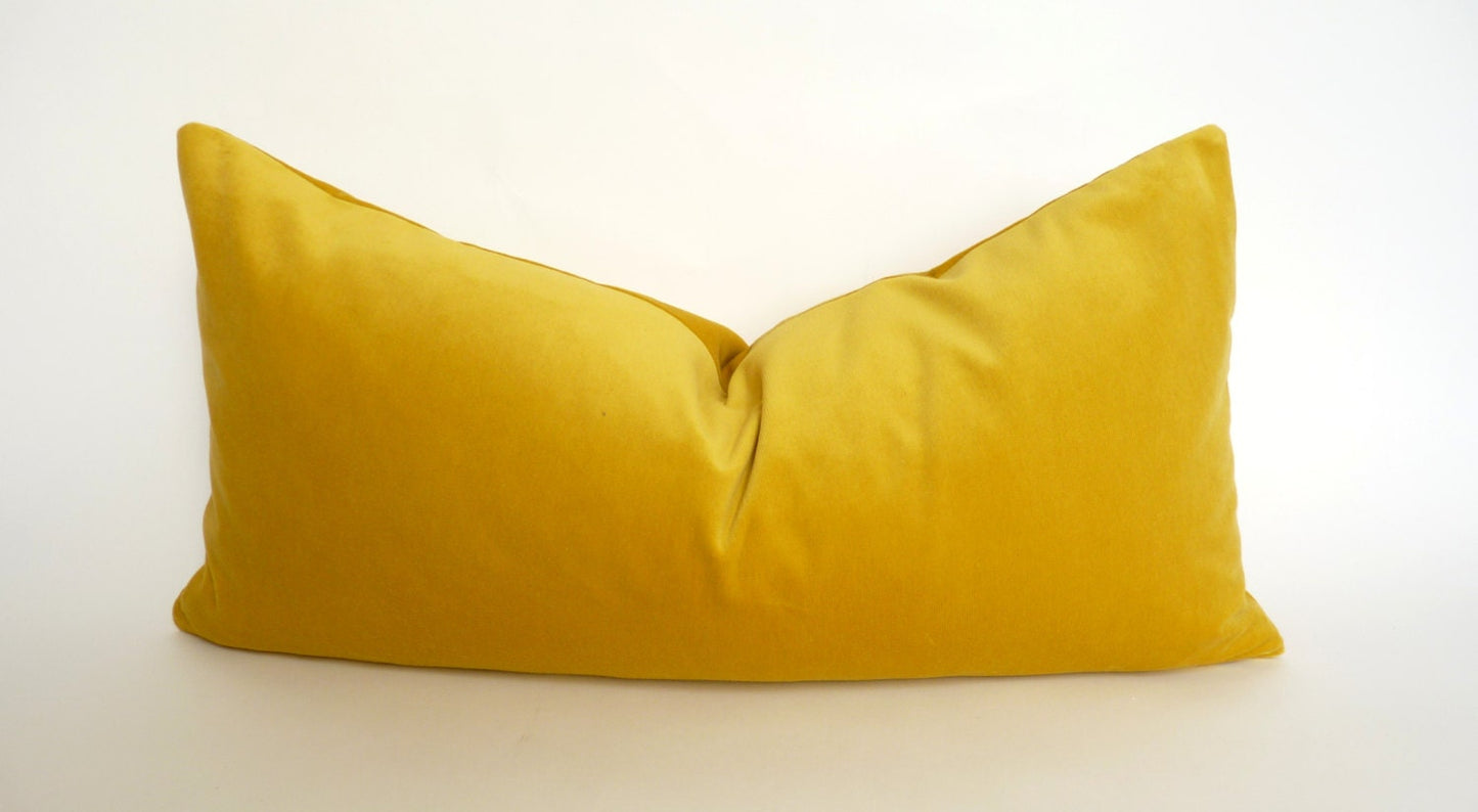 Yellow Velvet Pillow – Buttercup Yellow Velvet Cushion Case With