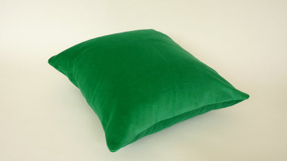 Green Velvet Pillow - Kelly Green Cotton Velvet Cushion with Concealed Zipper