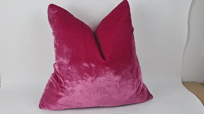 Cerise Silk Velvet Throw Pillow Covers - Silk Fabric Cushion - Pink Home Decor